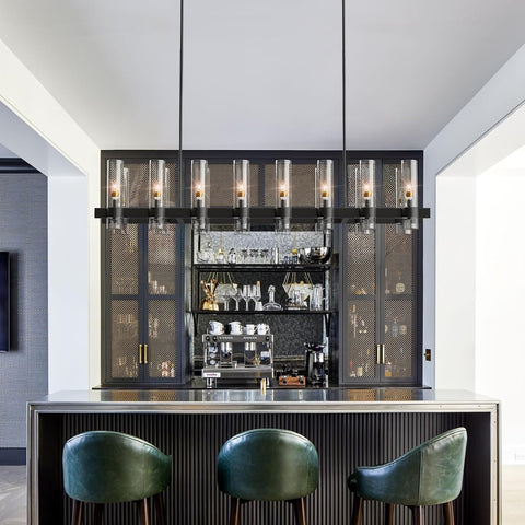 Copper-plated modern glass lampshade chandelier
