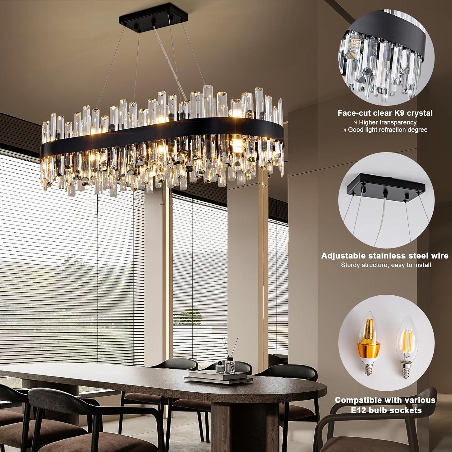 Modern Double-Layer Crystal Chandelier
