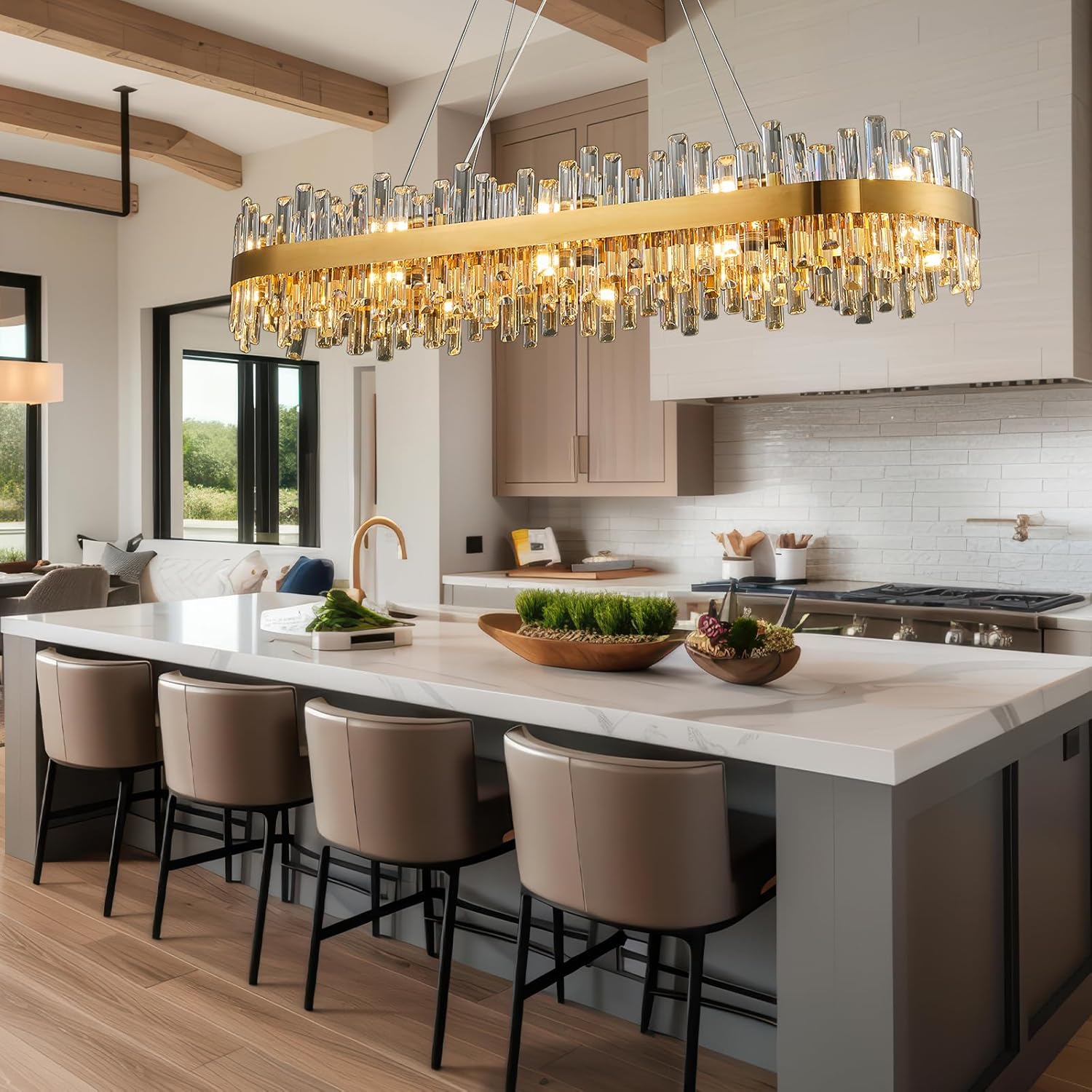 Modern Double-Layer Crystal Chandelier