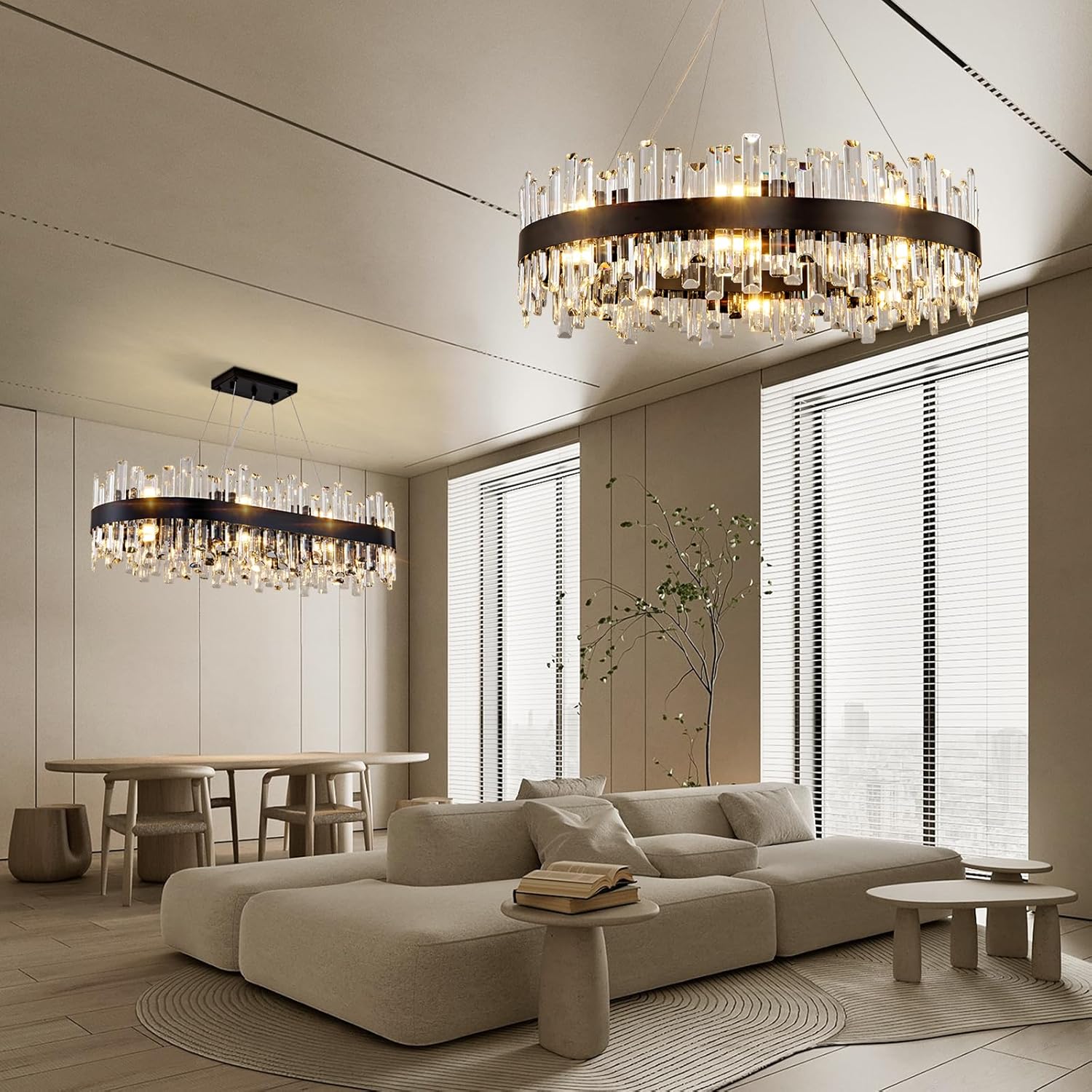 Modern Double-Layer Crystal Chandelier