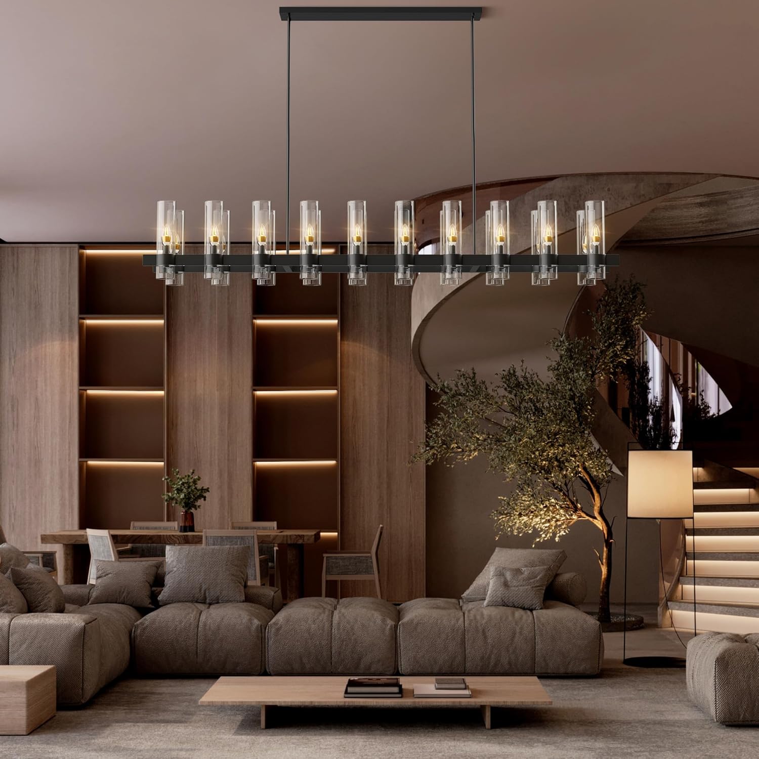 Copper plated modern glass lampshade chandelier