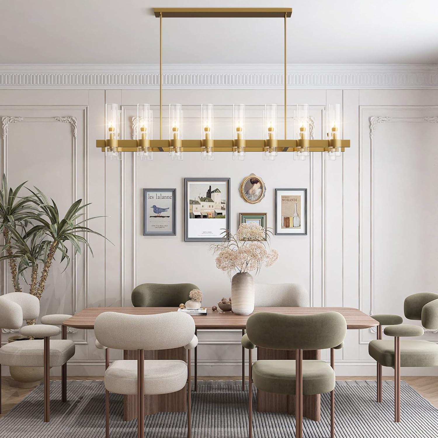Copper-plated modern glass lampshade chandelier