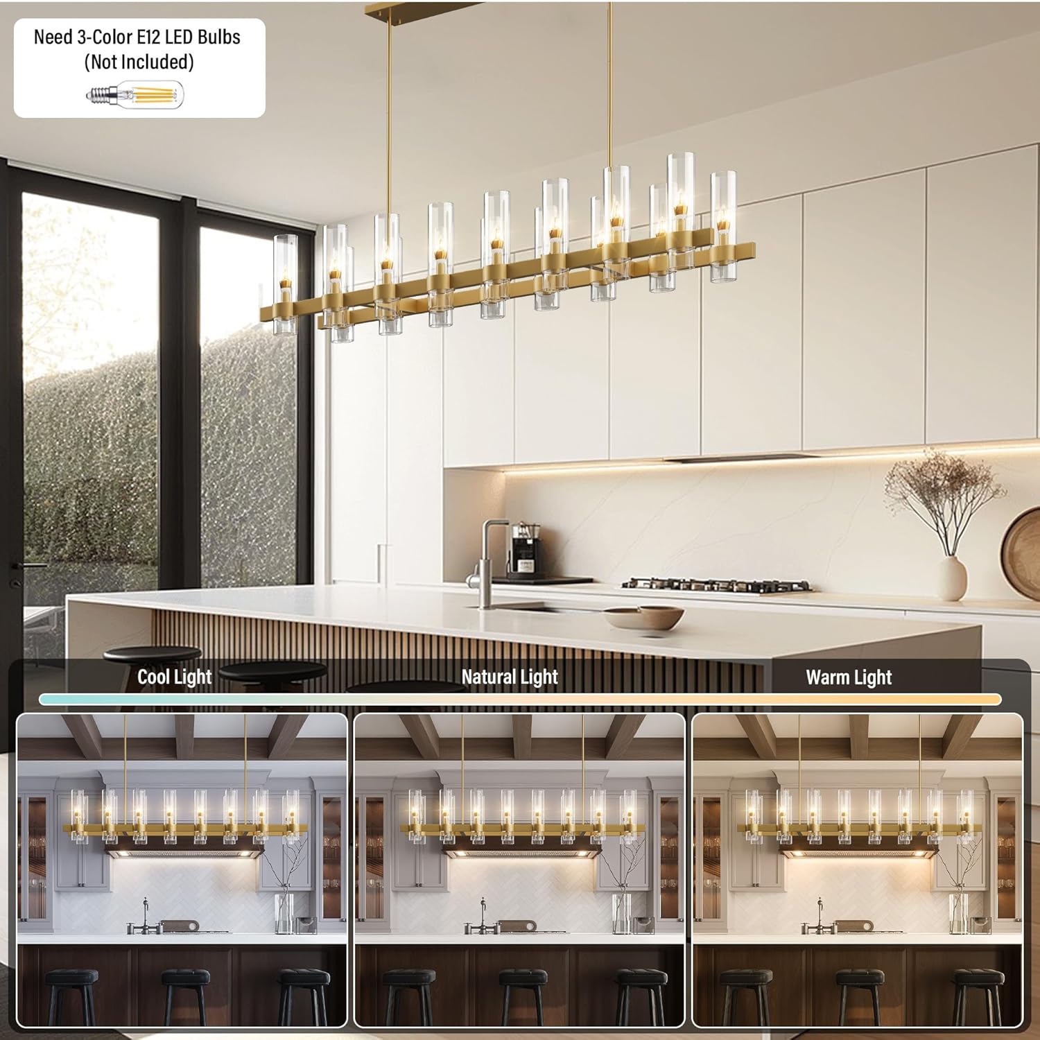 Copper-plated modern glass lampshade chandelier