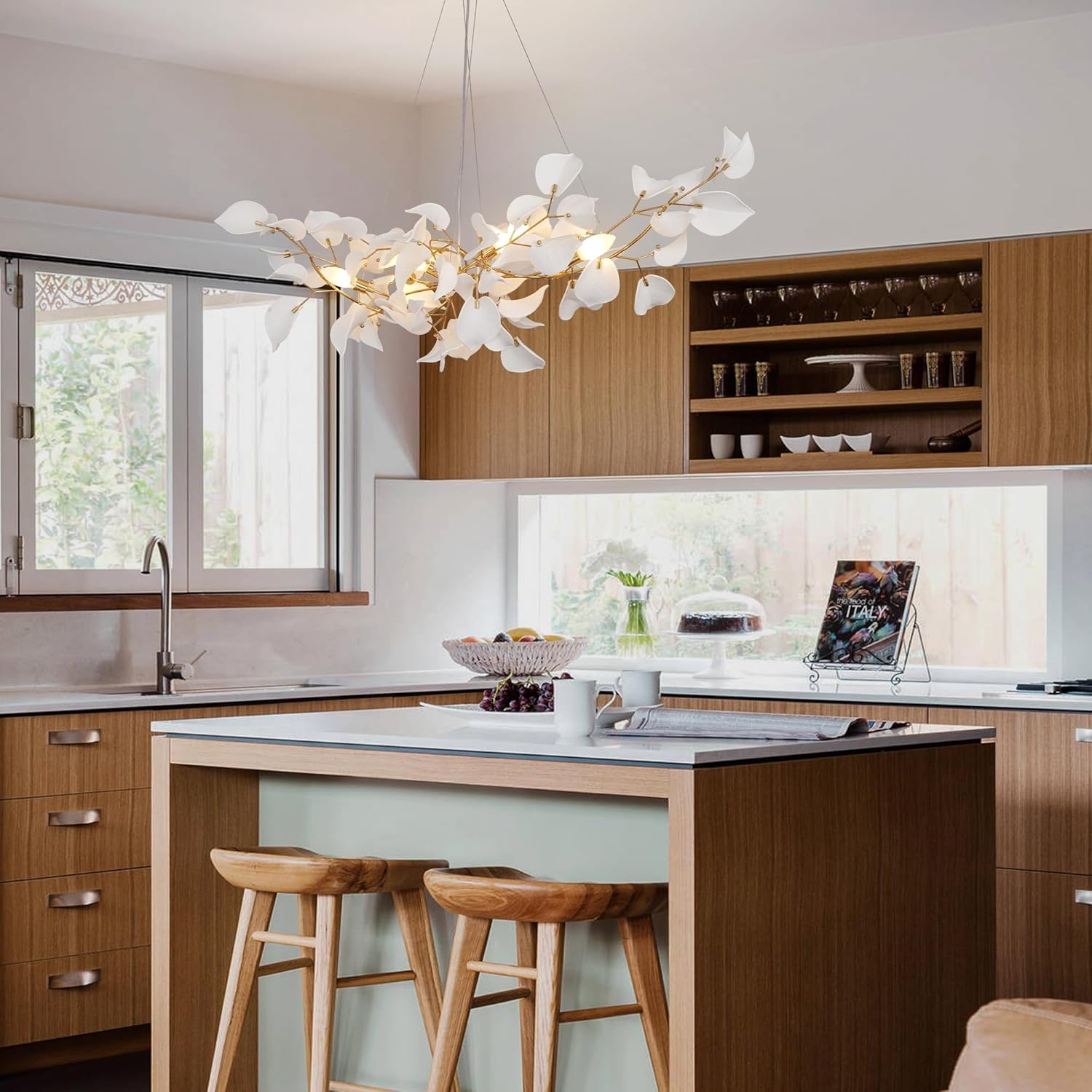 Ceramic Ginkgo Leaf Chandelier