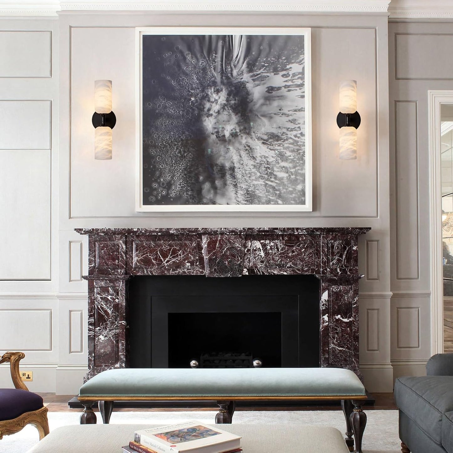 Premium Alabaster & Brass Wall Sconce