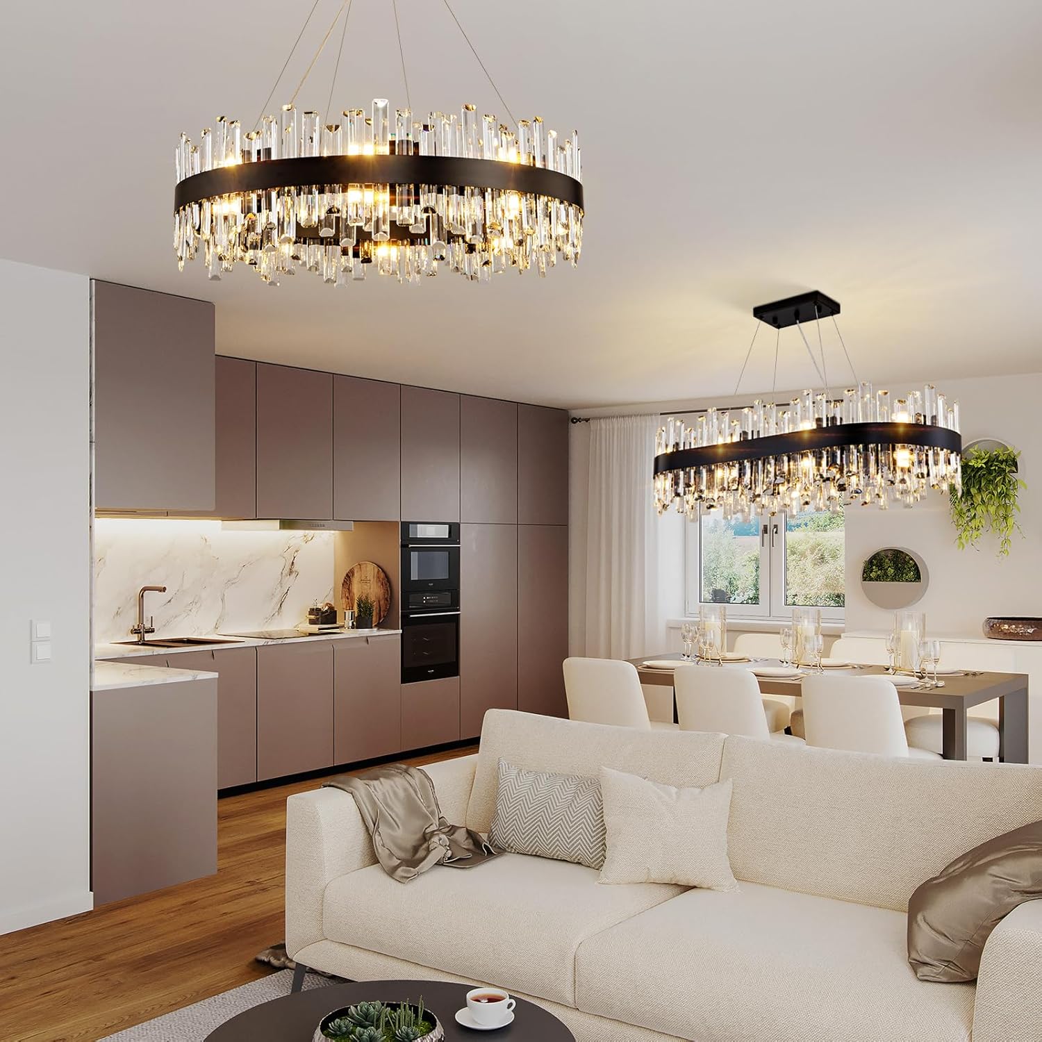 Modern Double-Layer Crystal Chandelier