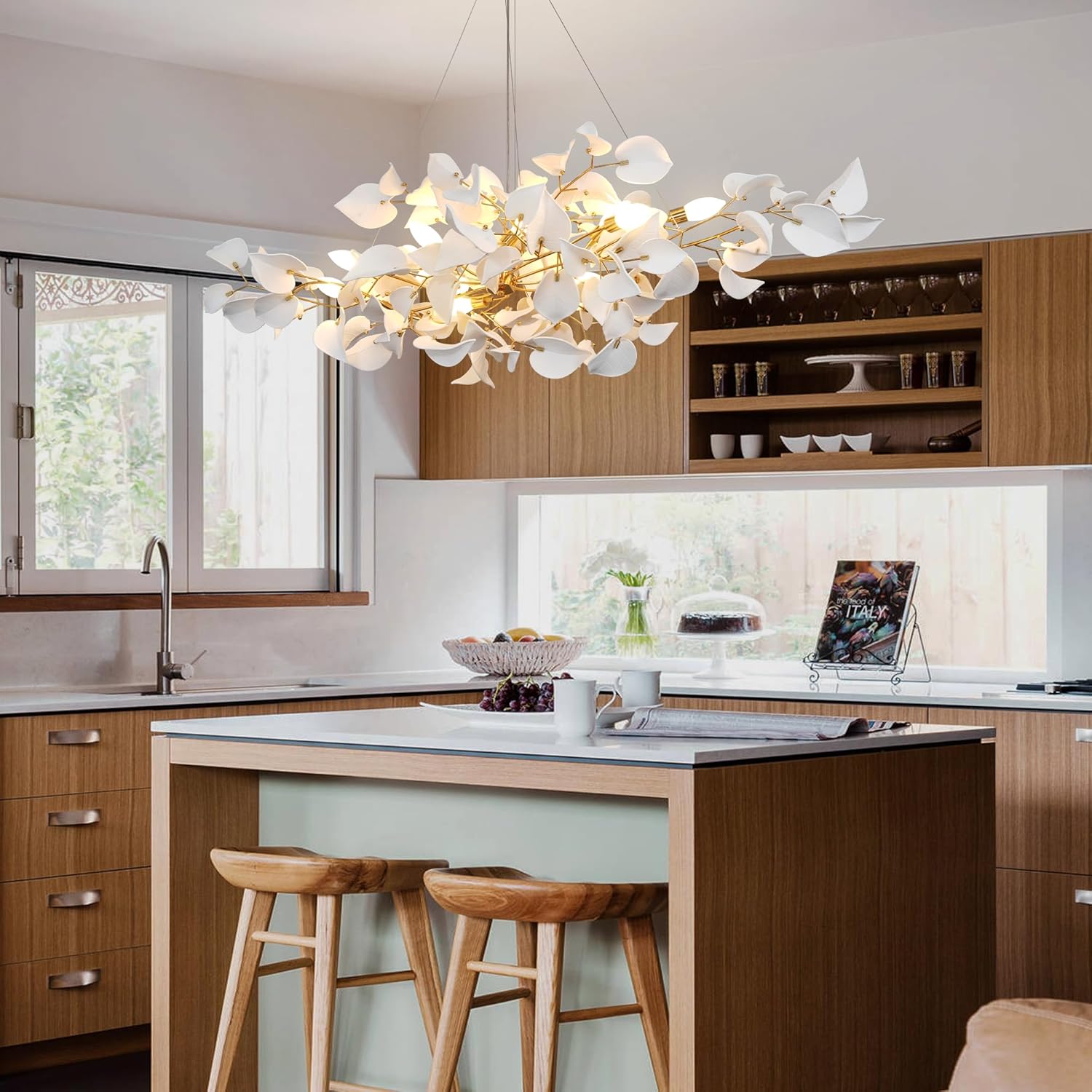 Ceramic Ginkgo Leaf Chandelier
