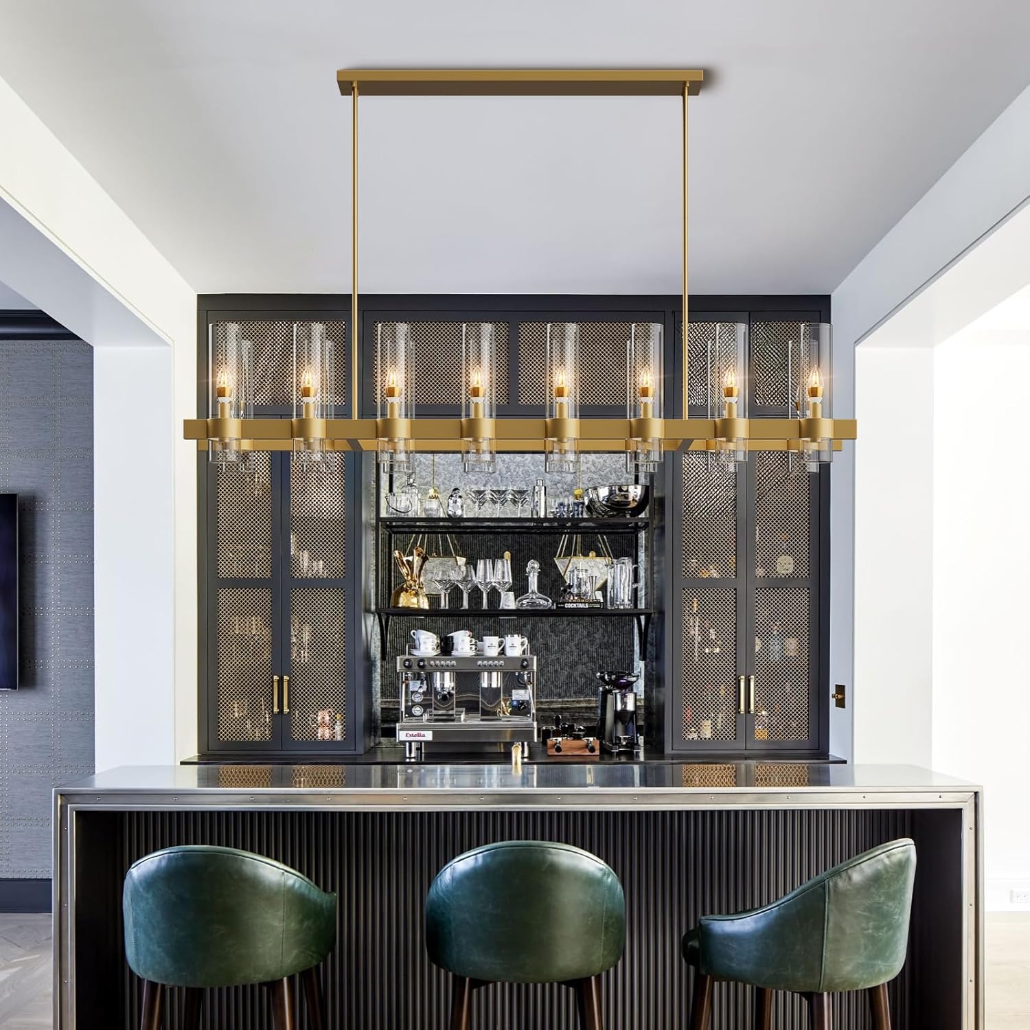 Copper-plated modern glass lampshade chandelier