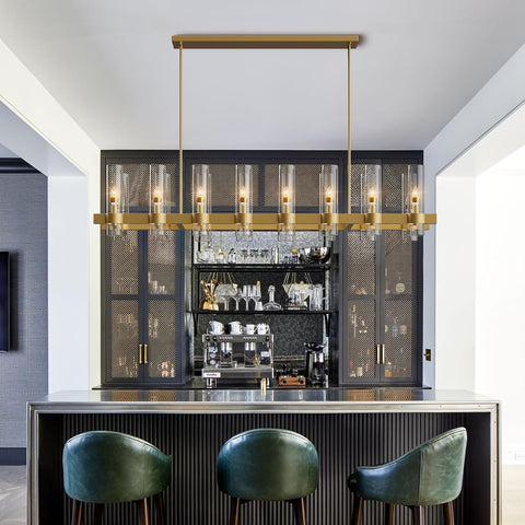 Copper-plated modern glass lampshade chandelier