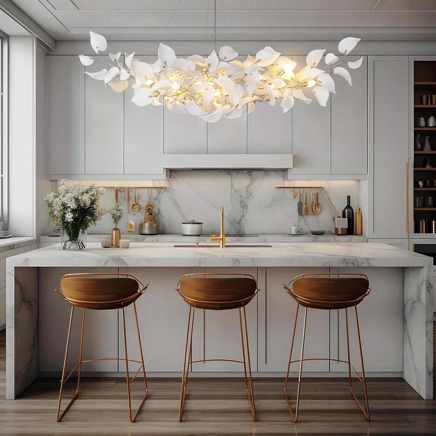 Ceramic Ginkgo Leaf Chandelier
