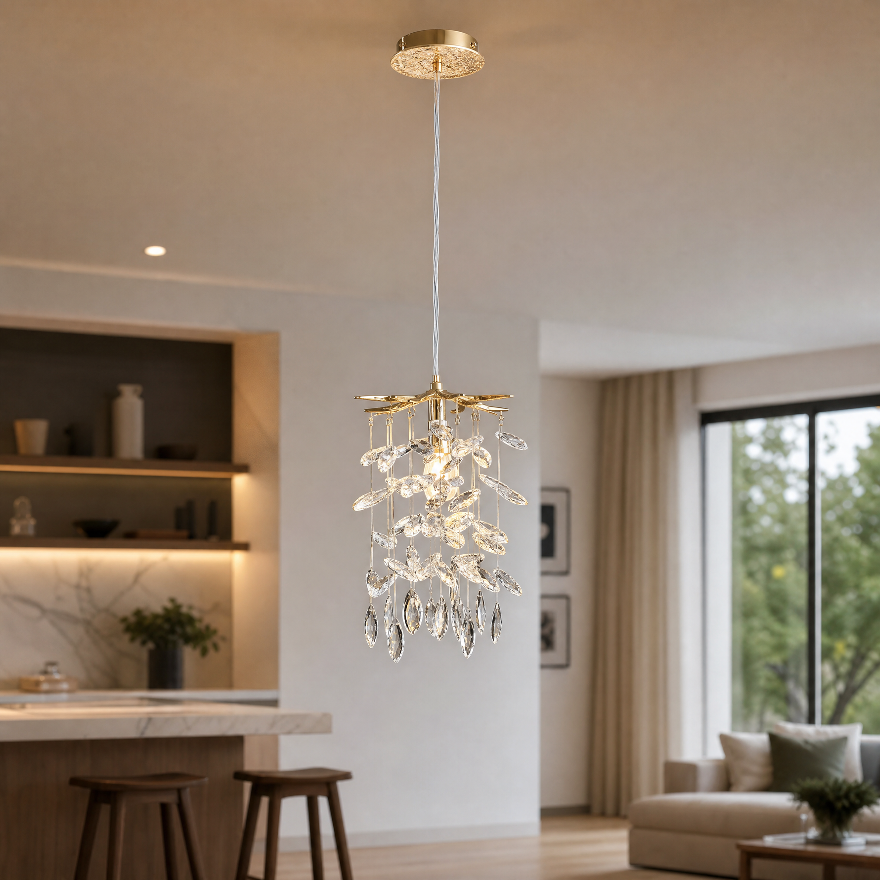 8.5" Luxury Crystal Tree Branch Mini Pendant Light
