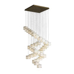 Gold White Alabaster Box Pendant Light – Geometric Ceiling Fixture