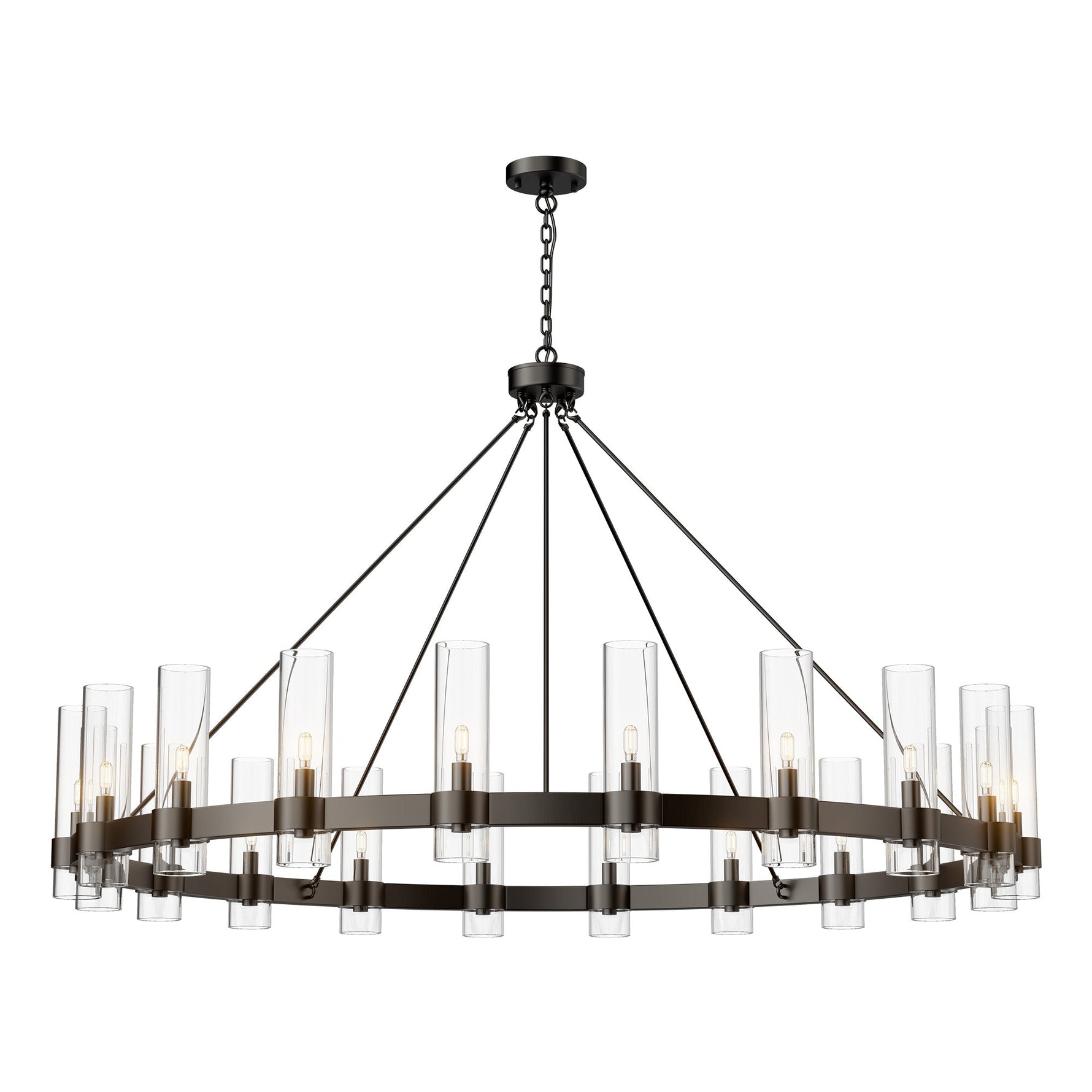 Copper plated modern glass lampshade chandelier 60in 1 Tier / Black