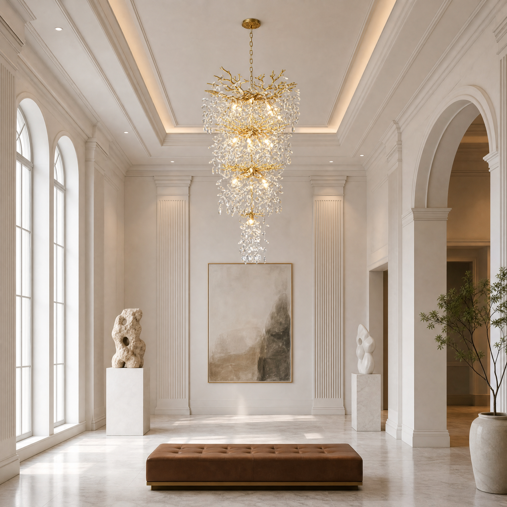 90'' 4-Tier Luxury K9 Crystal Tree Branch Chandelier
