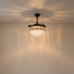 48" Retractable Blade Ceiling Fan with Crystal Chandelier - light on