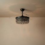 48" Retractable Blade Ceiling Fan with Crystal Drum Chandelier - light off