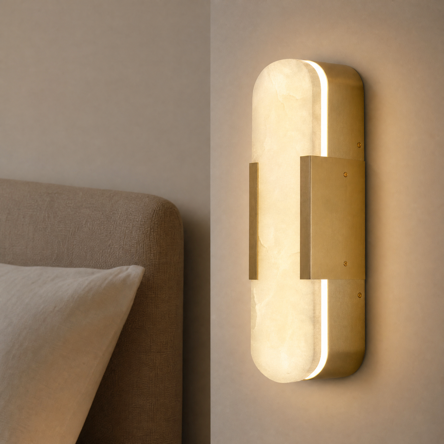 910 Cylindrical Alabaster Wall Lamp - Black Single