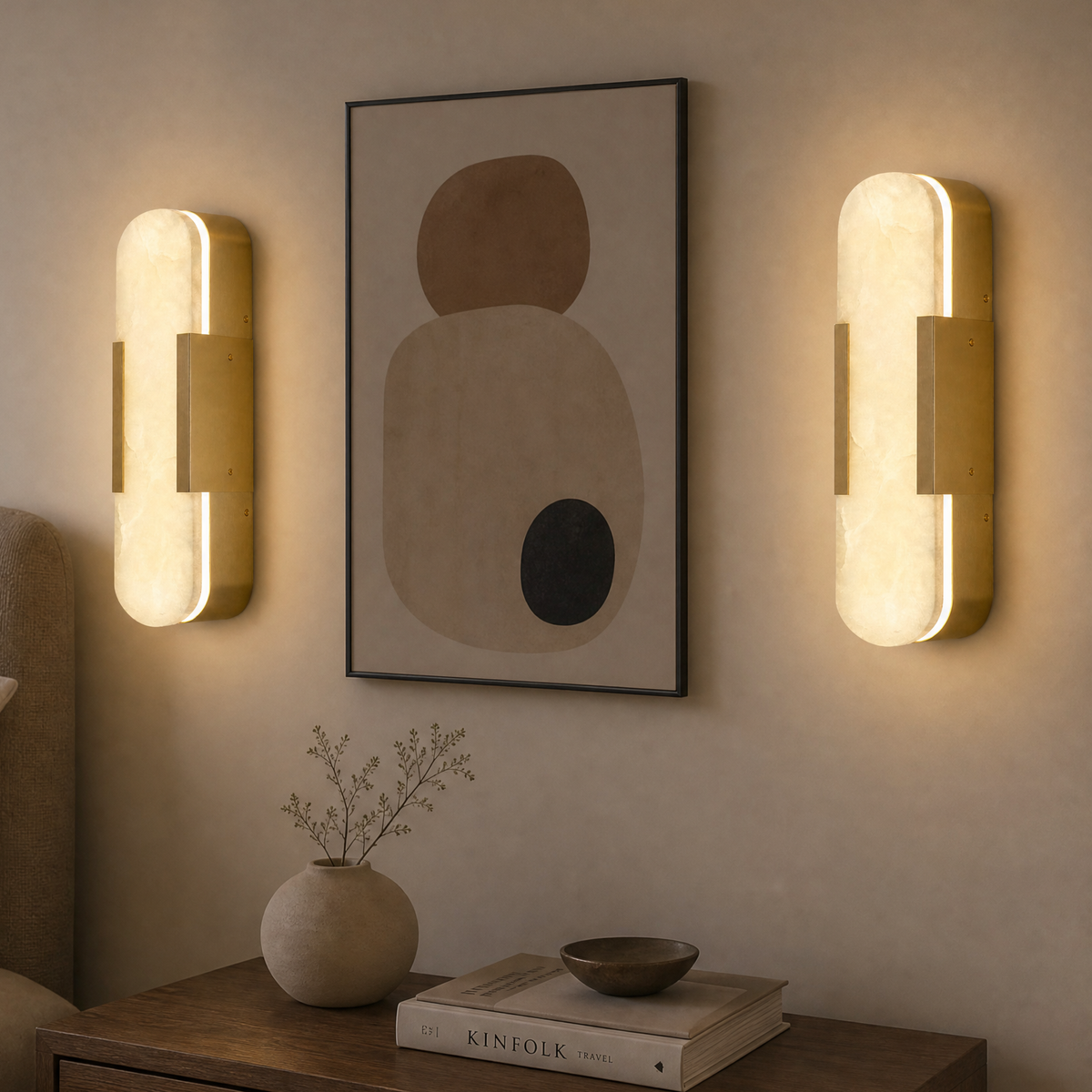 910 Cylindrical Alabaster Wall Lamp - Black Single