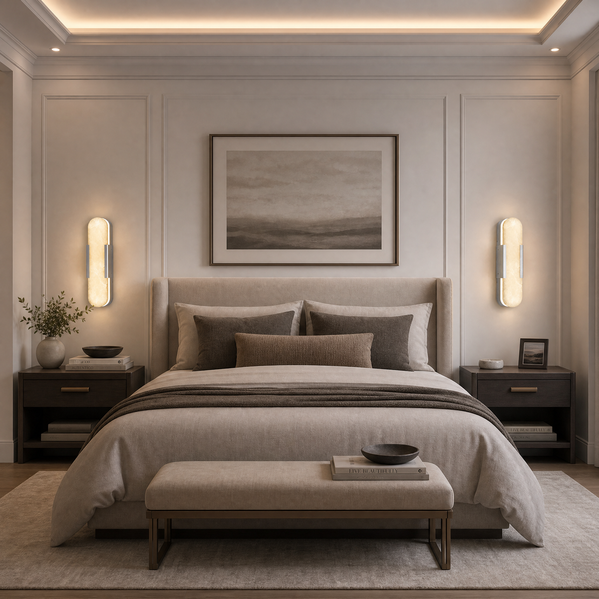 910 Cylindrical Alabaster Wall Lamp - Copper Single
