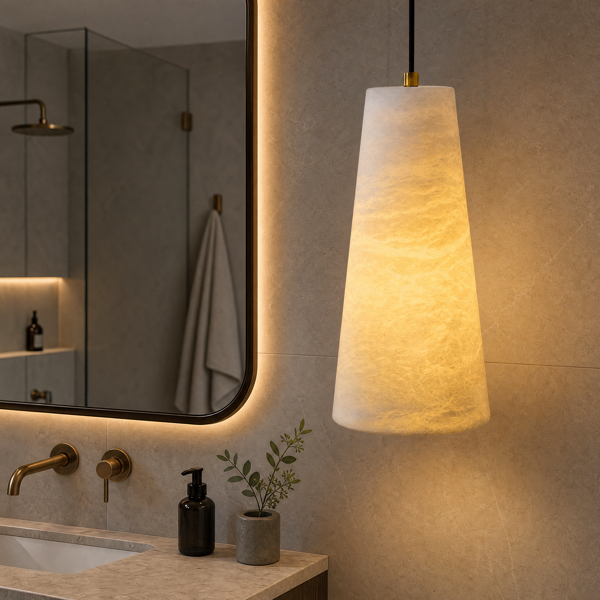 910 Cylindrical Alabaster Wall Lamp - Copper Single - Supplier Replacement