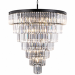 Striped Crystal Tower Round Pendant - Black