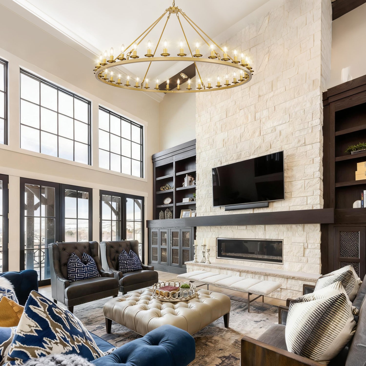 Cartwheel Chandelier 36-Light - Gold