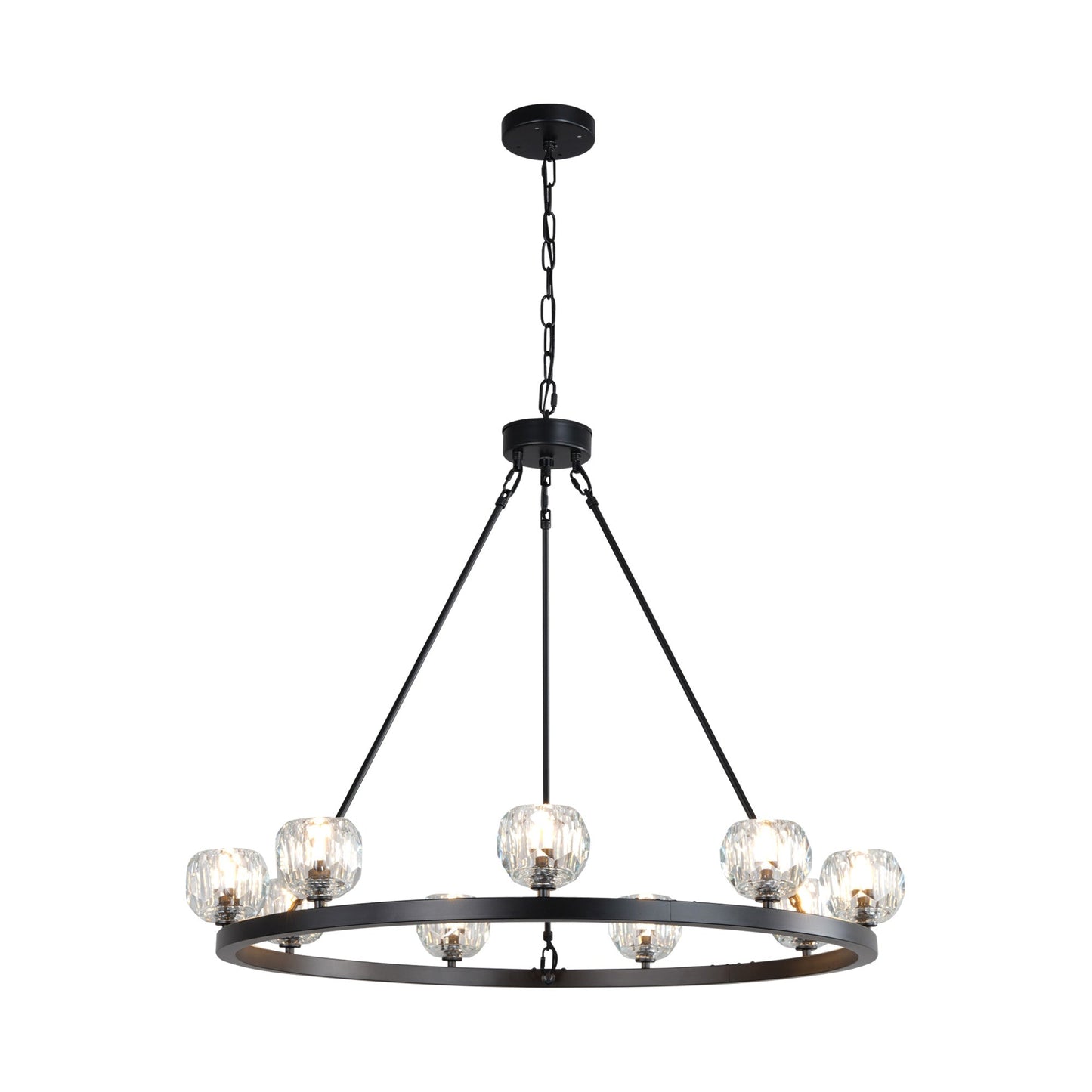 Modern Carriage Wheel Crystal Chandelier Black / Round D36’’