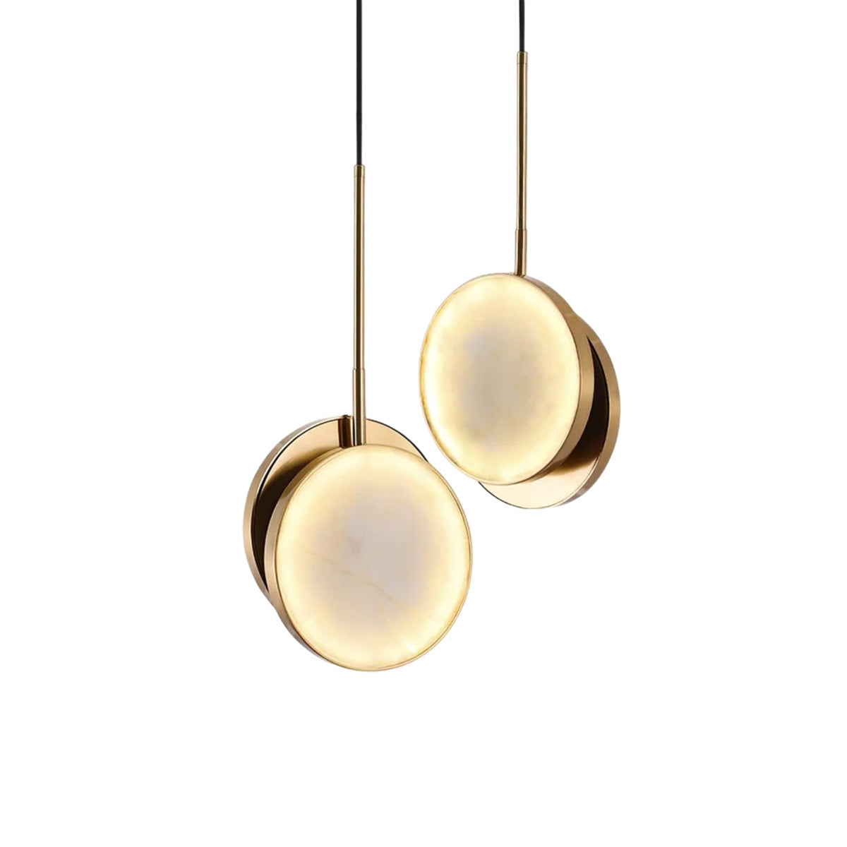 Luxurious Brass & Alabaster Moonshade Pendant Light – 8.7’’ Diameter