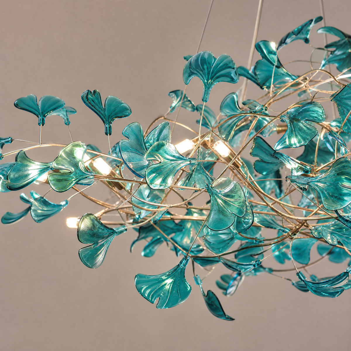 Acrylic Ginkgo Leaf Linear Chandelier for Dining Room Kitchen Island