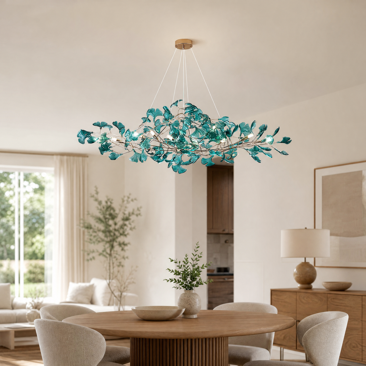 Acrylic Ginkgo Leaf Linear Chandelier for Dining Room Kitchen Island