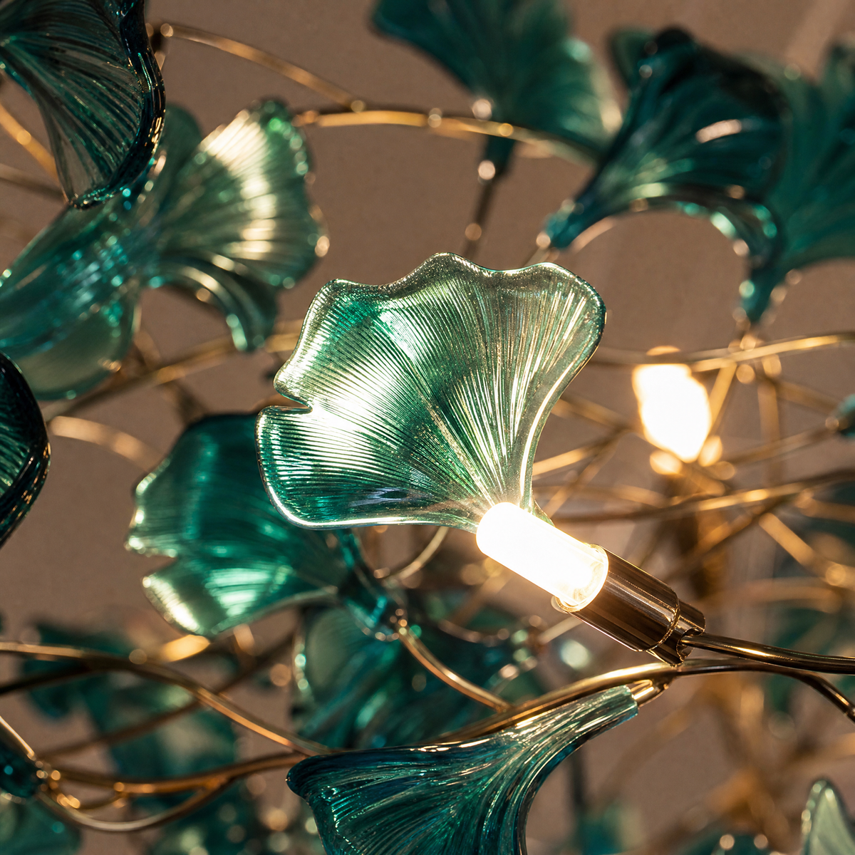 Acrylic Ginkgo Leaf Linear Chandelier for Dining Room Kitchen Island