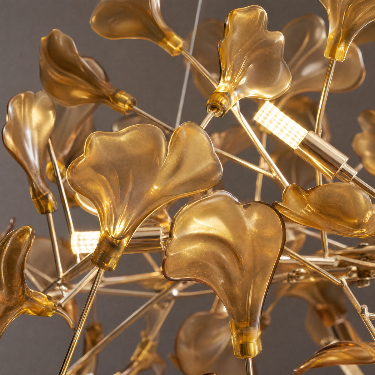 Acrylic Ginkgo Leaf Linear Chandelier for Dining Room Kitchen Island