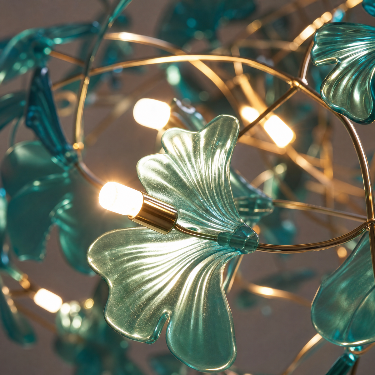 Acrylic Ginkgo Leaf Linear Chandelier for Dining Room Kitchen Island