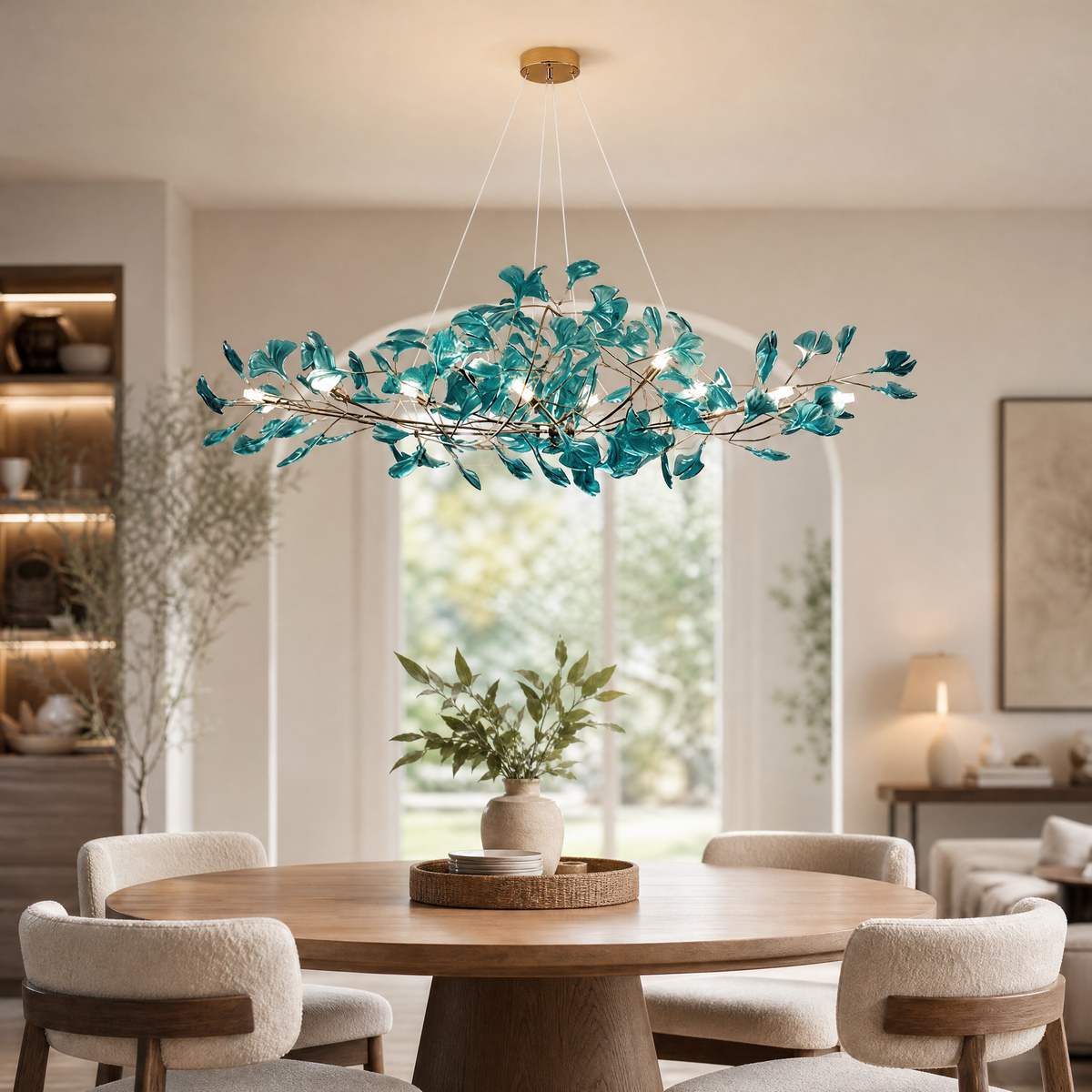 Acrylic Ginkgo Leaf Linear Chandelier for Dining Room Kitchen Island