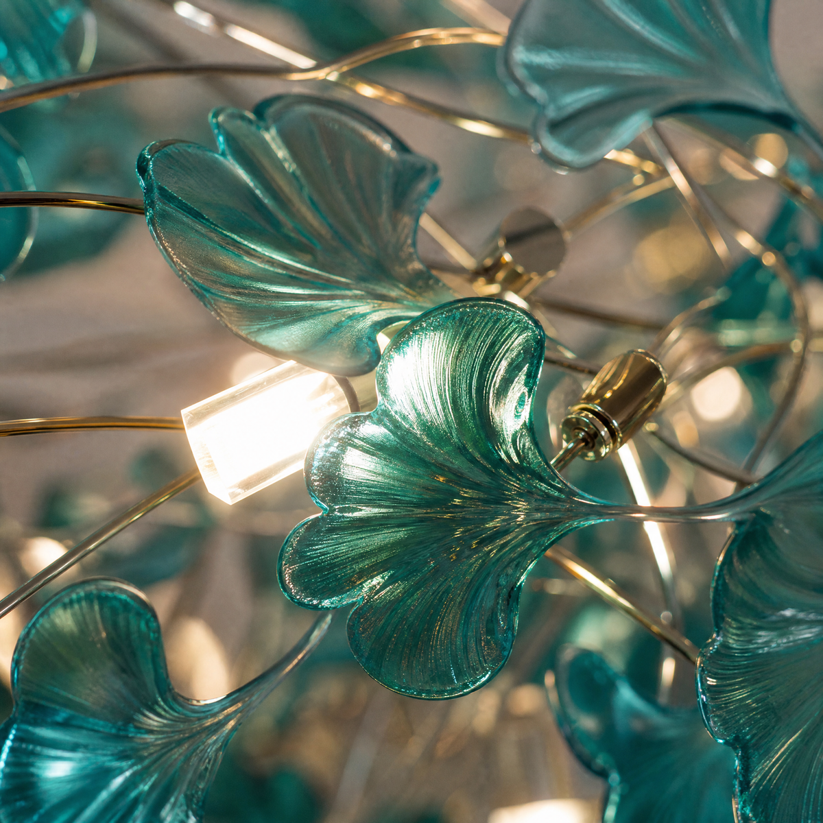 Acrylic Ginkgo Leaf Linear Chandelier for Dining Room Kitchen Island