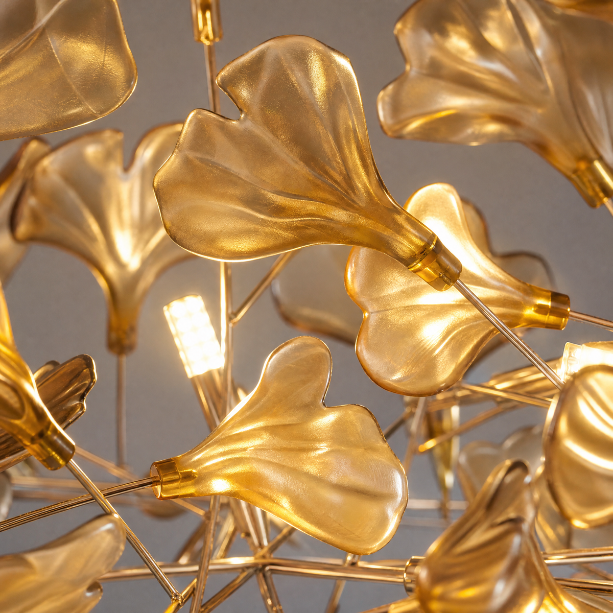 Acrylic Ginkgo Leaf Linear Chandelier for Dining Room Kitchen Island
