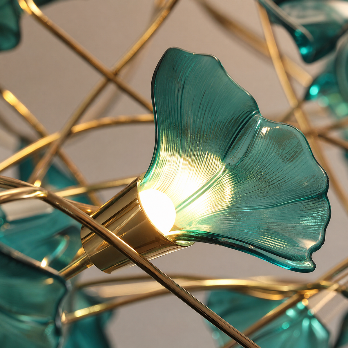 Acrylic Ginkgo Leaf Linear Chandelier for Dining Room Kitchen Island