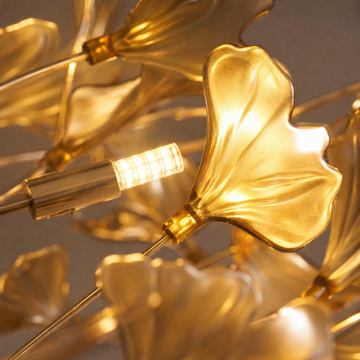 Acrylic Ginkgo Leaf Linear Chandelier for Dining Room Kitchen Island