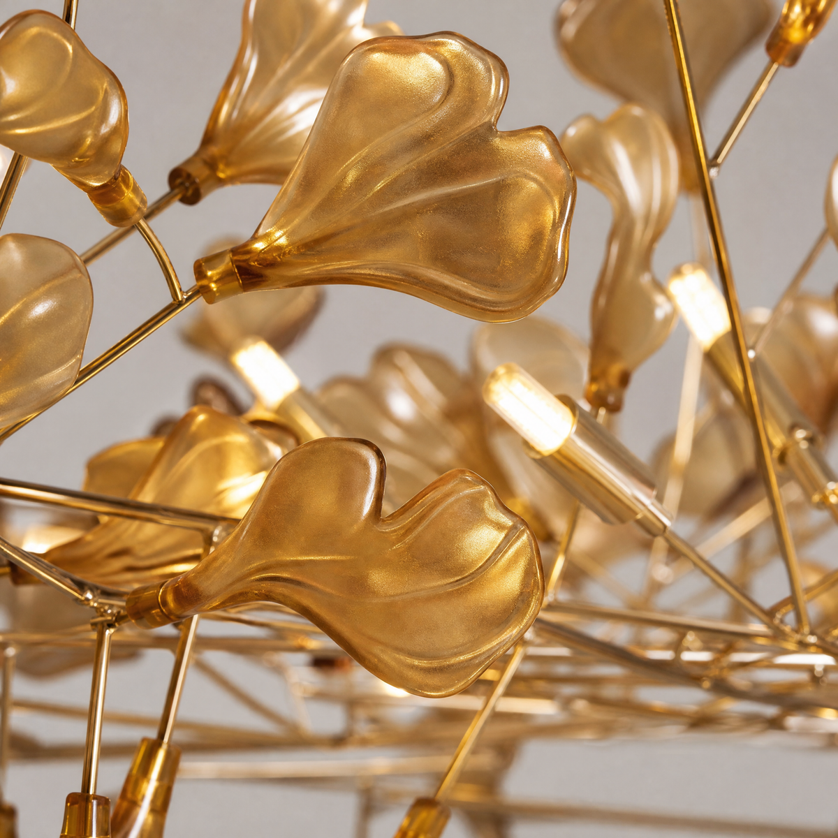 Acrylic Ginkgo Leaf Linear Chandelier for Dining Room Kitchen Island