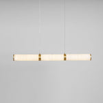 Elegant Alabaster Beam Pendant Light Sculptural with Brass Accents