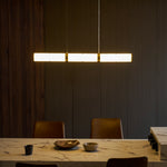 Elegant Alabaster Beam Pendant Light Sculptural with Brass Accents