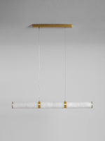 Elegant Alabaster Beam Pendant Light Sculptural with Brass Accents