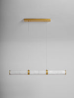 Elegant Alabaster Beam Pendant Light Sculptural with Brass Accents