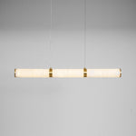 Elegant Alabaster Beam Pendant Light Sculptural with Brass Accents