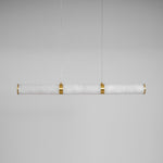 Elegant Alabaster Beam Pendant Light Sculptural with Brass Accents
