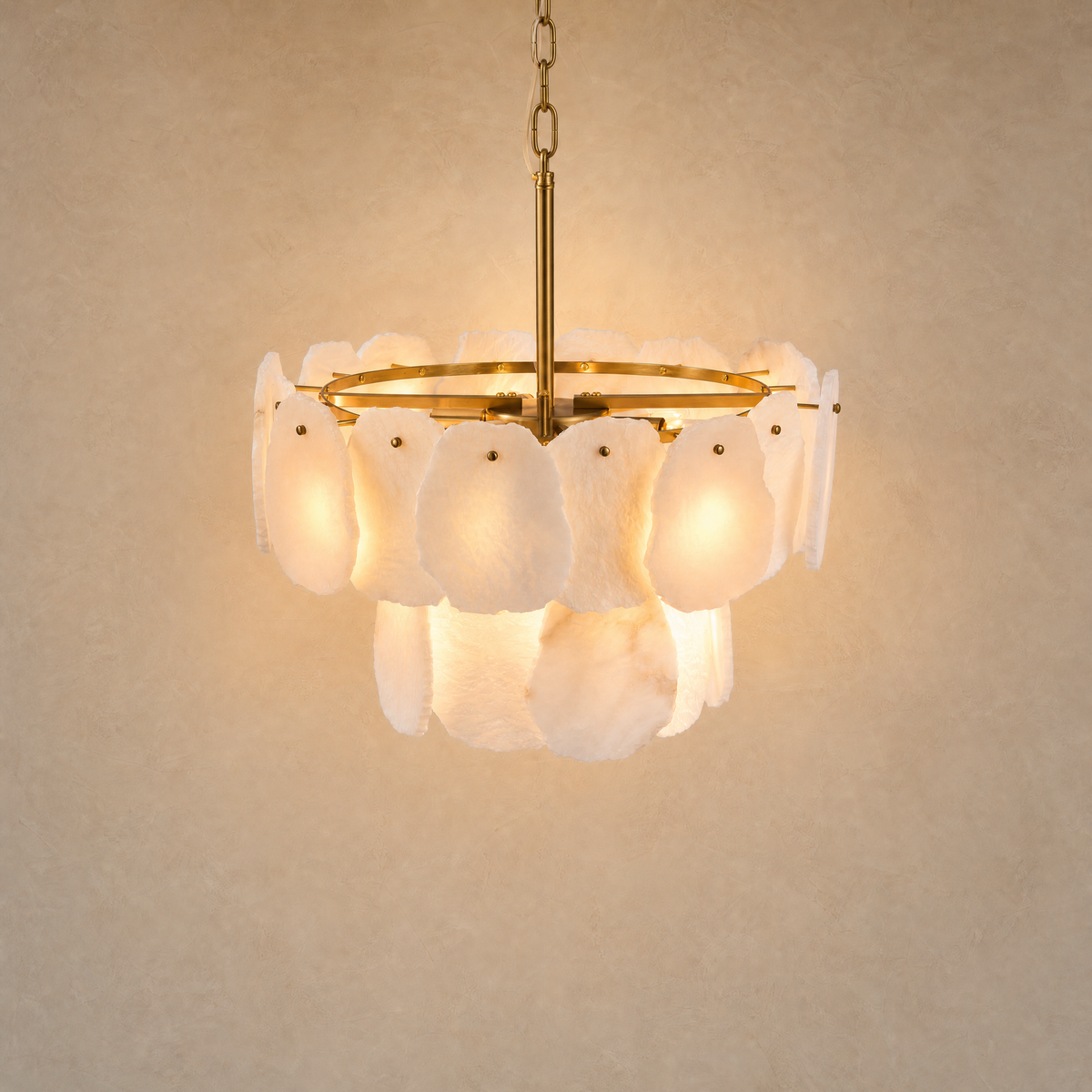 Alabaster Block Round Pendant D600 - Copper