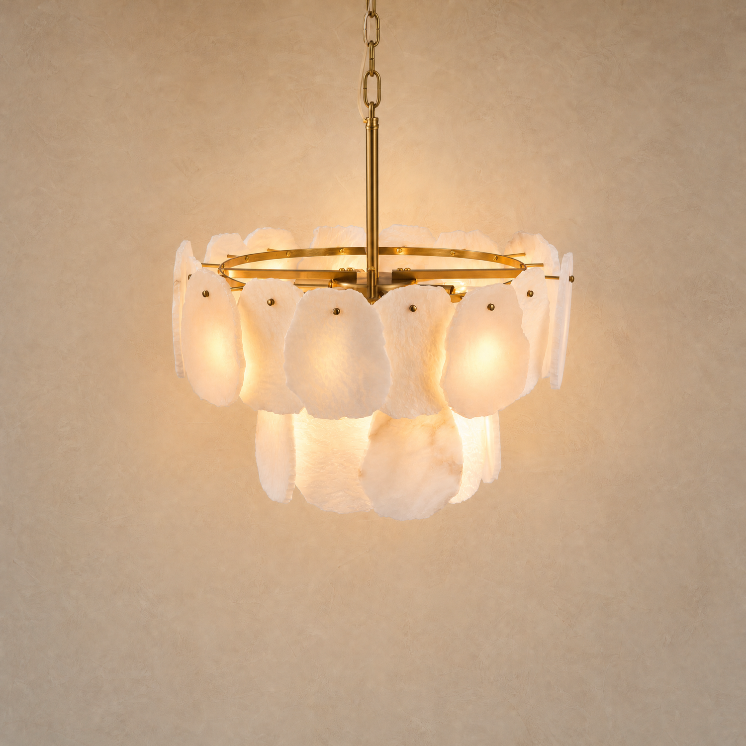 Alabaster Block Round Pendant D600 - Copper
