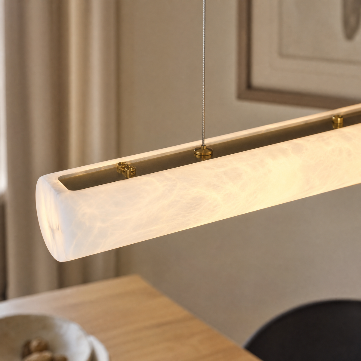 Alabaster Cylinder Linear Dining Pendant L1100 - Copper