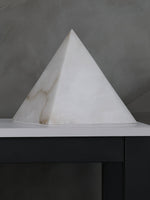 Elegant Hand‑Carved Alabaster Pyramid Table Lamp
