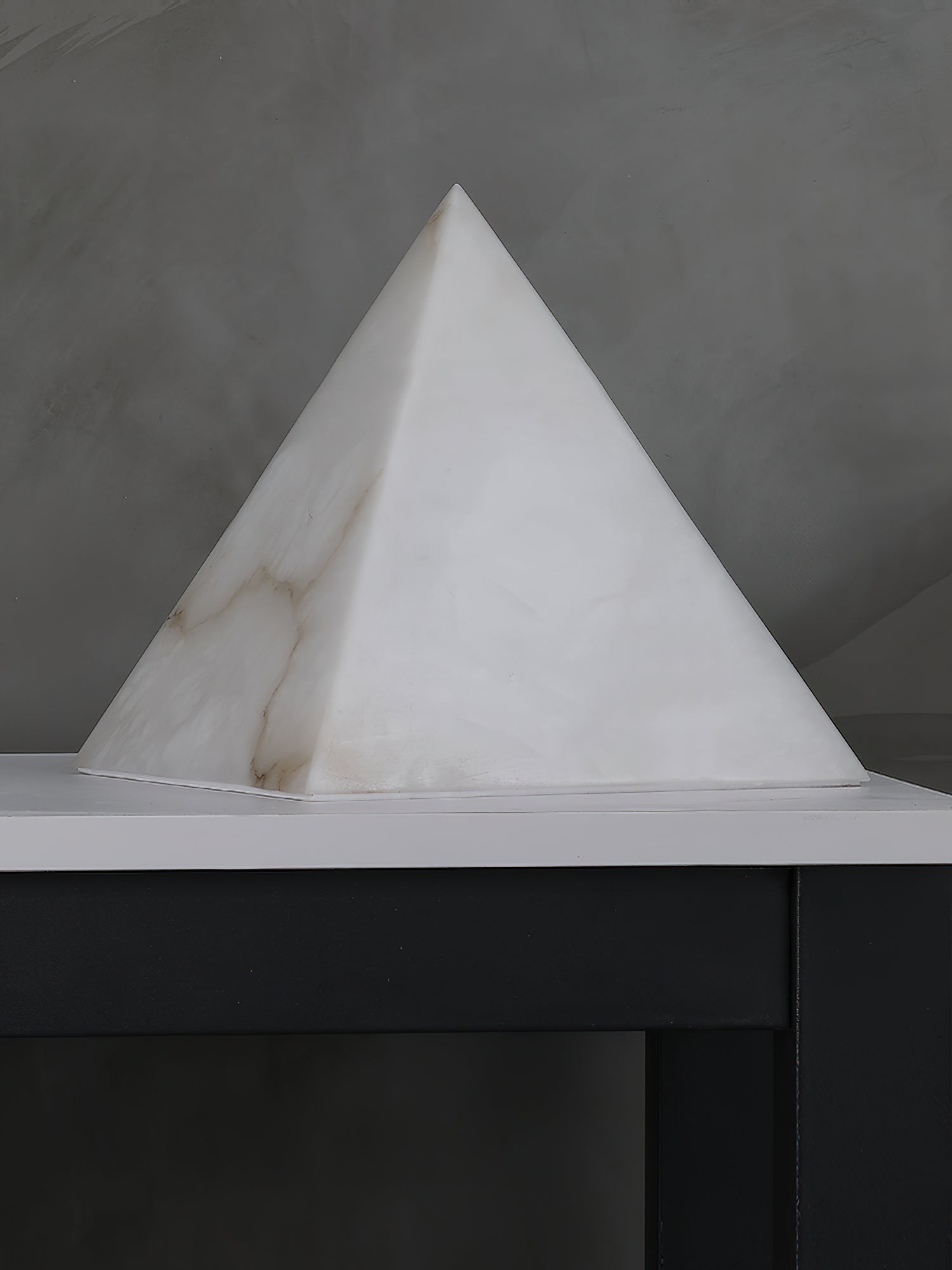 Elegant Hand‑Carved Alabaster Pyramid Table Lamp